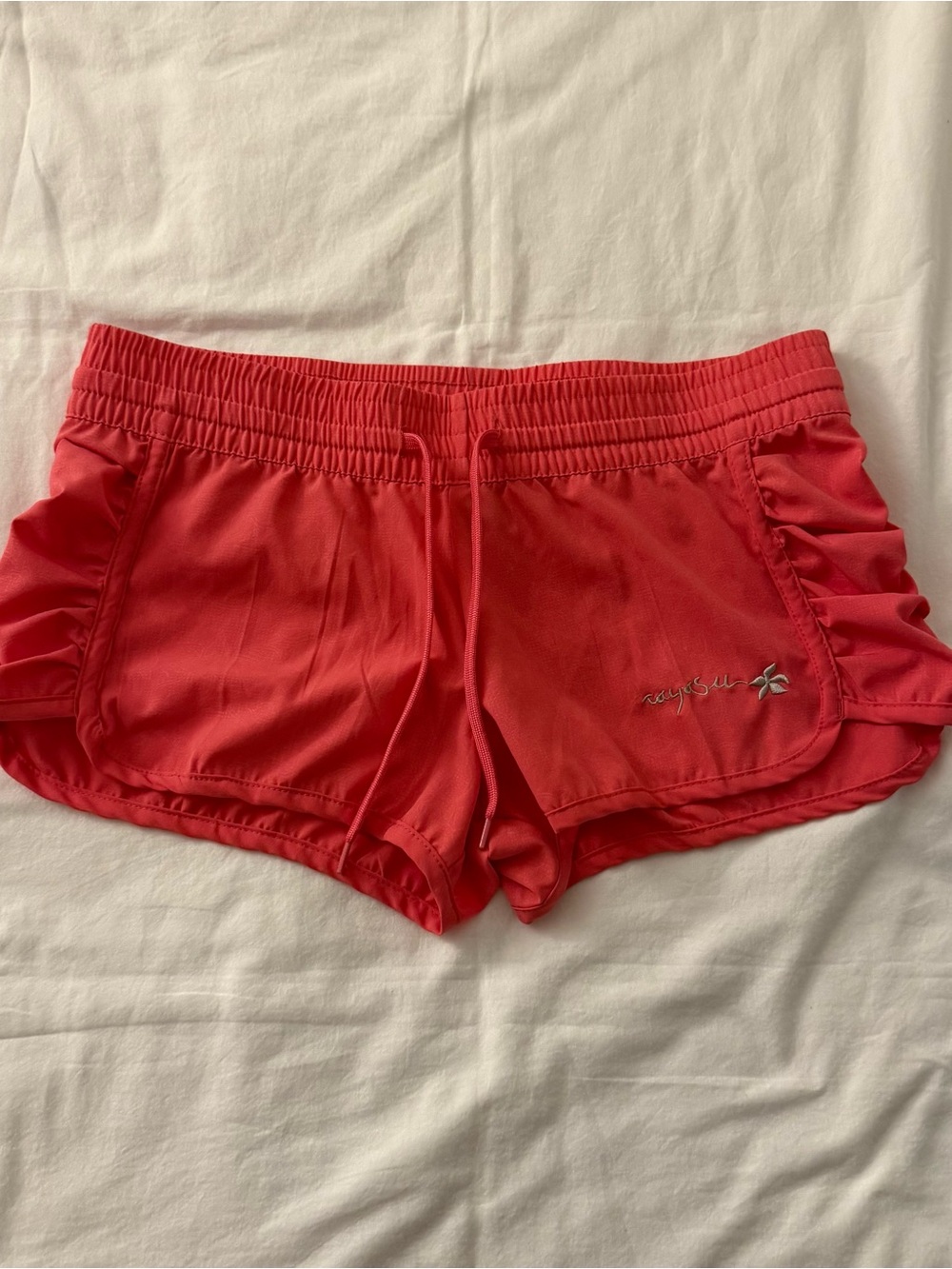 Y2K Raya Sun coral pink shorts with ruffles